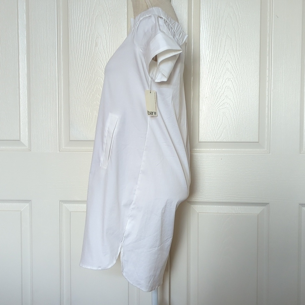 Bar III White Poplin Off-Shoulder Dressar - Picture 3 of 5